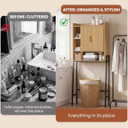 Over The Toilet Storage Cabinet,31" W Bathroom Organizer, Oak - Image 5