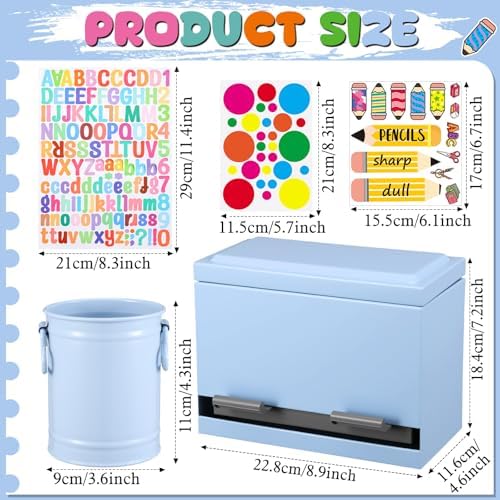 Mifoci 8 Pcs Pencil Dispenser for Classroom Stainless Steel, Light Blue - Image 2