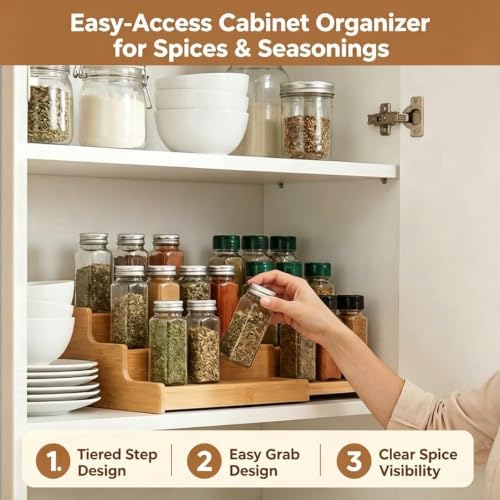 JinDoWin Spice Rack Organizer for Cabinets,Countertop & Pantries,2 Pack - Image 2