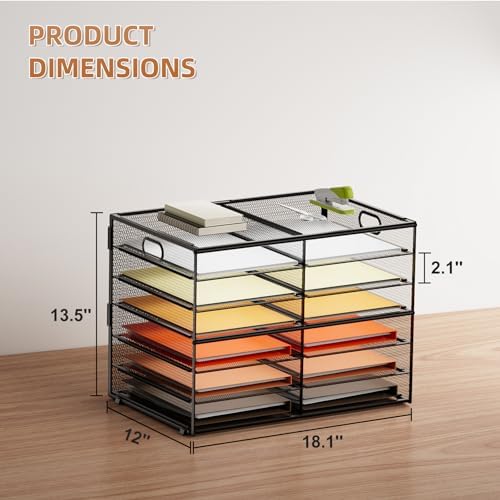Marbrasse 7 Tier Desktop Literature Organizer, Mesh Paper Organizer Desk Organizers, File Sorter Mail Center Paper Storage Cabinet Classroom Keepers Mailbox for Office Home School, Black - Image 3