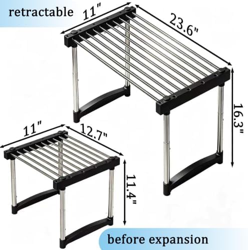 BLULEE Expandable Cabinet Organizer, Adjustable Storage Shelf Black - Image 6