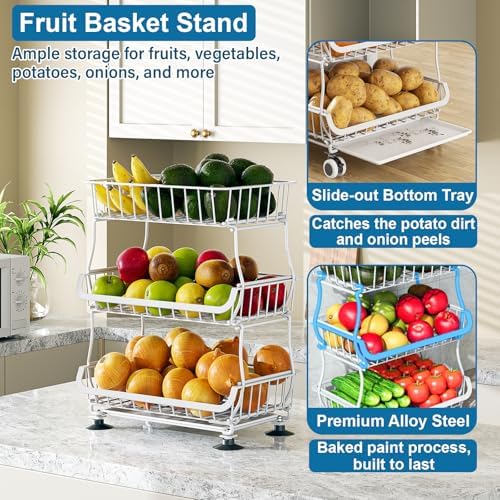 OKZEST 3-Tier Rolling Pantry Floor Organizers and Storage Cart with Wheels - Image 5