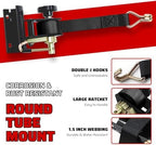 Black Rack Straps with J-Hook (4PK),1.5" x7.5' Ladder Rack Ratchet Straps, 2" Round Tube Mount, Perfect Ladder Rack Tie-Downs for Trailer Cargo Control - Image 3