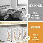4 Pack Foldable Bed Sheets Set Organizers and Storage(King & Queen Size),Linen Fabric Closet Organizers with Window,Folding Bedding Storage Box for Bedsheets and Pillow Cube Organizer-White - Image 2