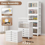 BROVIEW 180Qt Stackable Storage Bins with Lid, Extra Large Closet Organizer Collapsible Drawer Boxes with Wheels, Folding Plastic Cabinet Containers for Home Kitchen Room Organization, 4Pack White - Image 6