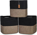 NaturalCozy 13 Inch Cube Storage Bins Cotton Rope Woven Baskets for Organizing 3-Pack | 13 x 13 Storage Cubes | Fabric Square Storage Baskets for Shelves Organizer, Kids Toy Bins, Closet Baby Nursery by NaturalCozy