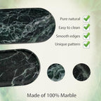 Emerald Green Marble Tray | Bathroom Jewelry Organizer | Spa-Quality Perfume Tray for Dresser, Nightstand, Makeup Table | Natural Stone & Non-Slip Base,9.8"x4.7"x0.6" - Image 3