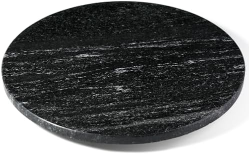 Koville 16'' Marble Lazy Susan for Kitchen, Black Marble Turntable for Dinning, Stone Lazy Susan Organizer for Cabinet, Serving Rotation Spinning Tabletop Organizer Swiveling by Koville