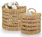 Set of 2 Wicker Hanging Basket for Organizing, Front Door, Mail, Flowers - Woven Wall Baskets for Storage by 84ECO