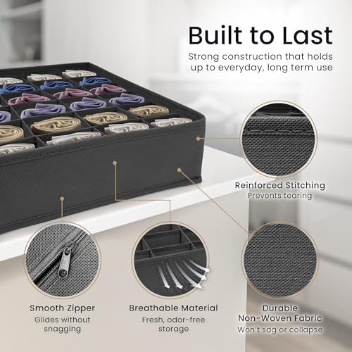 Reli. Sock Organizer (14 Pack) | 132 Cell Underwear Organizer | Gray - Image 4