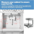 1 Pack-11.4"-16.14" H Under Sink Storage Organizer, Large 2-Tier Elegant Mesh Pull Out Shelf for Kitchen & Bathroom Cabinet Organization, L-Shaped, Adjustable Height-Gun Gray - Image 2