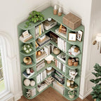 FOTOSOK 72" Tall Corner Bookshelf, 6-Tier Bookshelf and Bookcase, Green - Image 4