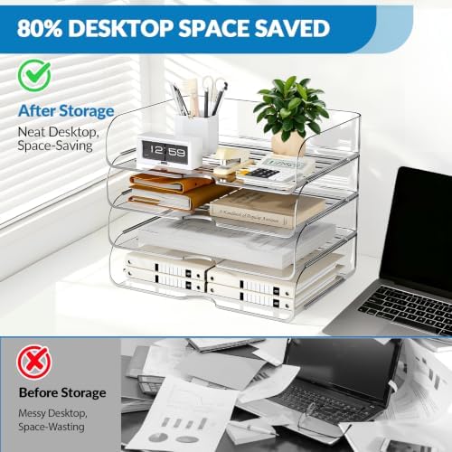 4-Tier Horizontal Acrylic Paper Organizer for A4/Letter Documents - Image 4