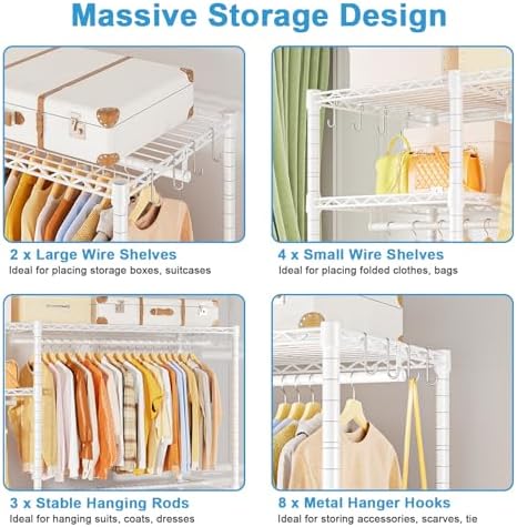Ulif F7 Clothes Rack Heavy Duty, Clothing Racks for Hanging Clothes, White - Image 6