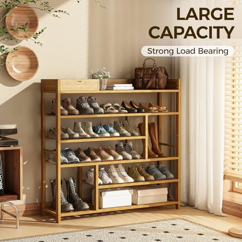 Bamworld Shoe Rack for Front Door Entrance Bamboo Shoe Organizer with Storage Box Free Standing Shoe Cabinet Shoe Storage Shelf for entryway, Closet and Doorway (Natural) - Image 6