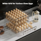 HIYOHIYO Clear 60 Grid Egg Organizer for Refrigerator with Drawers, 2-Tier - Image 5