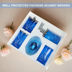 Blue Bathroom Accessories, Round Thick Glass & Metal Pump - Image 6