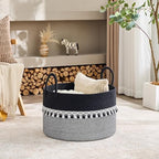 KAKAMAY Large Blanket Basket with Handles, Storage Basket for Living Room - Image 2