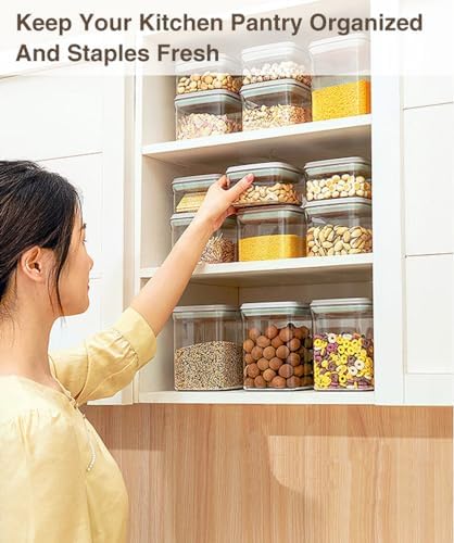 Pop Airtight Food Storage Containers Set with Lids, 6 Pcs Stackable One Button Opening Food Containers Kitchen Pantry Organization and Storage, BPA Free Stackable Cereal Container (0.5, 1.2, 1.8qt)*2 - Image 3