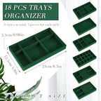 Junkin 18 Pcs Stackable Jewelry Drawer Organizer Inserts Dark Green - Image 2