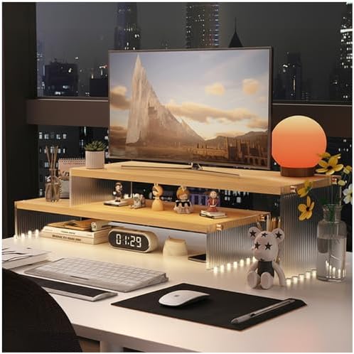YGYQZ Adjustable Monitor Stand Riser, 7.67"×19.3" Dual Monitor Desk Stand by YGYQZ