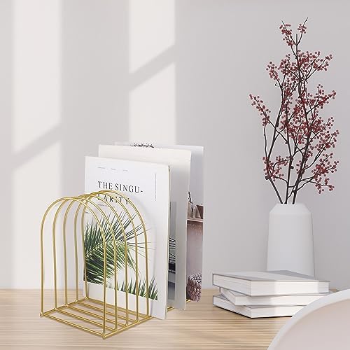 Kosiz 2 Sets Wire File Organizer for Desk 9 Slots Metal File Holder, Gold - Image 5