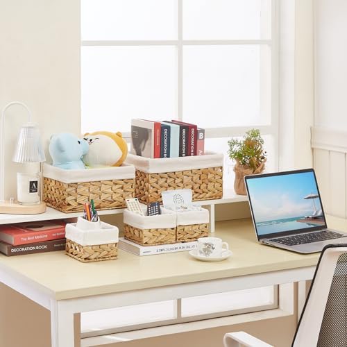 Vagusicc Wicker Storage Basket, 5 Pack Baskets for Organizing, Water Hyacinth Storage Baskets, Rectangular Wicker Baskets for Storage Shelves, Cube Storage Bins For Closet/Clothes/Dresser - Image 6