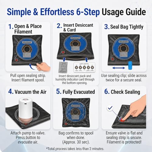3D Printer Filament Storage Kit, 20 Vacuum Bags with Pump & Humidity Cards - Image 5