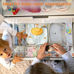 12 Pack Baby Clothes Organizer for Nursery Drawer - Foldable Fabric Dresser Dividers & Storage Bins for Diapers, Onesies, Accessories - Mydou Tidy Grey Heart Decorative Organizers - Image 6