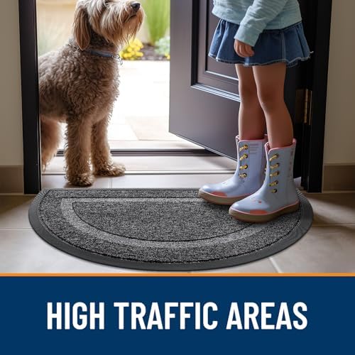 OLANLY Half Circle Front Door Mat Outside 47x32 All-Season Rubber Doormat - Image 6