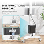 BONTEC Rolling TV Stand with Pegboard Storage for 32–65 Inch TVs, White - Image 2