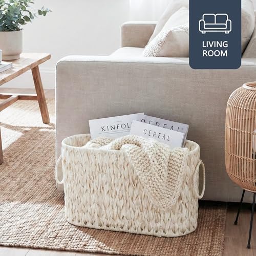 Coeusy Toilet Paper Storage Basket, Wicker Basket for Bathroom Organizer - Image 7