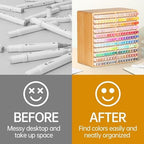 walowalo Markers Organizer Hold 176 Markers Birthday Gifts Bamboo Pen Holder Art Supply Pencil Alcohol Storage Organizer 22 Compartments All-in-One Marker Storage for Home Office Desk Classroom - Image 3