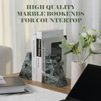Karibiber Marble Bookends for Heavy Books, Decorative Bookends for Shelves, Green Stone Book Ends, Heavy-Duty Book Ends for Hardback Book & Cookbooks, Unique Book Stopper & Holder, Set of 2 - Image 5