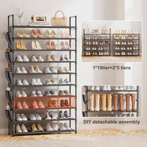 LUKYTOWER Sturdy Tall Shoe Rack 10 Tier Stackable Shoes Organizer - Image 4