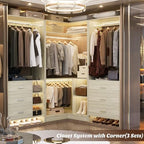 Aheaplus Corner Closet System with Shelves, L Shaped Walk-in Closets, White Oak - Image 6