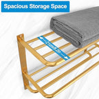 3-Tier Bathroom Towel Rack, SUS 304 Wall Mount, Brushed Gold - Image 4