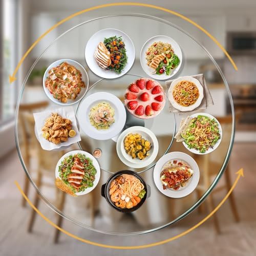 27" Glass Lazy Susan for Dining Table - Tempered Glass Round Clear Tabletop Large Rotating Tray, Silent & Smooth Spin (27inch/70cm) - Image 7