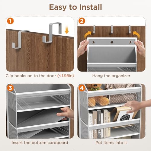 Mefirt Over The Door Organizer, 7 Tier Door Hanging Organizers with 7 Large Pockets 12 Side Pockets, Behind Door Storage Hanging Shelves for Closet Bathroom Bedroom Nursery - Image 6
