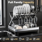 Urakify Large Stainless Dish Drying Rack for Kitchen Counter, Black - Image 3
