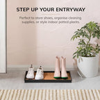 Anji Mountain Heavy Duty Waterproof Rubber Shoe Storage Mat Organizer/Boot Storage Multi Use for Entryway with Coir, Tan Rectangle Embossed Insert, Fits 2 Pair (24.5" Wide) - Image 2