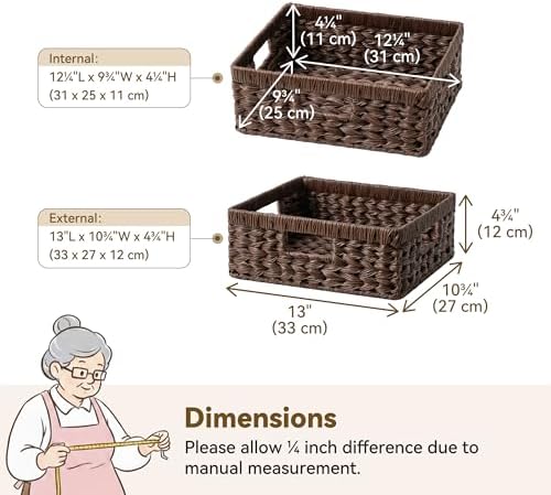 GRANNY SAYS Wicker Storage Baskets for Shelves, Dark Brown Baskets, 1-Pack - Image 7