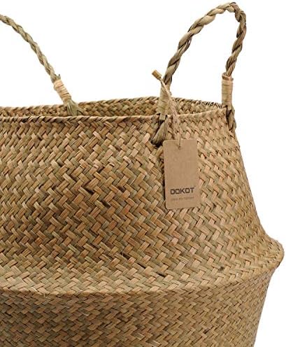 Large Woven Seagrass Belly Basket for Plant, Grocery, Picnic, 12" Diameter x 14" Height - Image 6