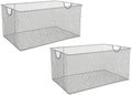YBM HOME Kitchen Pantry Organizer Mesh Wire Storage Basket for Shelves, Pantry, and Cabinets, Multipurpose Steel Wire Basket for Organizing Office, Household, 14.5 x 9 x 7 in, Pack of 2 by YBMHome
