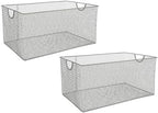 YBM HOME Kitchen Pantry Organizer Mesh Wire Storage Basket for Shelves, Pantry, and Cabinets, Multipurpose Steel Wire Basket for Organizing Office, Household, 14.5 x 9 x 7 in, Pack of 2 by YBMHome