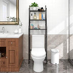 3-Shelf Bathroom Organizer Over Toilet, Space Saver Storage, Black - Image 3