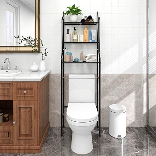 3-Shelf Bathroom Organizer Over Toilet, Space Saver Storage, Black - Image 3