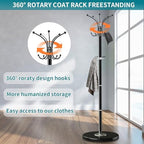 OIRUMIE Coat Rack,360°Rotary Coat Rack Stand,Coat Hanger Stand for Entryway - Image 4