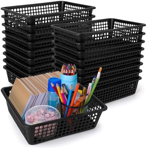 16 Pack Paper Basket,Black,14 X 10 X 3 Inch,Classic by Zhehao