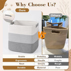 12 Inch Storage Cubes, 3 Pack Cube Storage Bins for Organizing, Cotton Rope Woven Baskets for Shelves, Bathroom, Kids Room, Closets, Baby Nursery - Image 5
